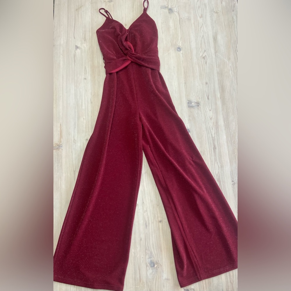 NWT She + Sky Shimmer Away Large Red Jumpsuit